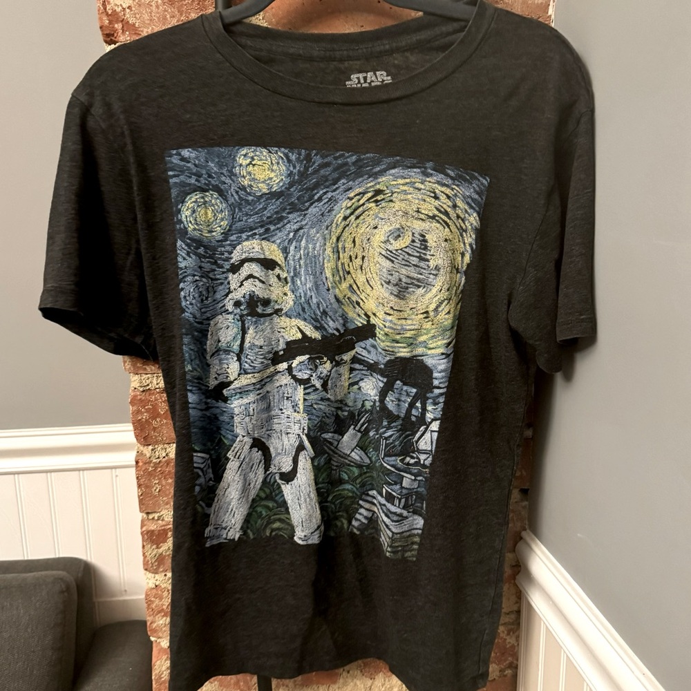 Star Wars Van Gogh Tshirt Starry Night Stormtrooper AT-AT Death Star Size Small